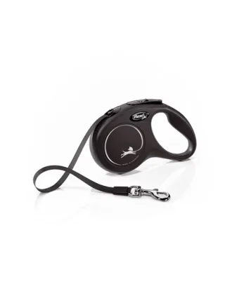 FLEXI New Classic lesa automata cu banda pentru caini, negru, marimea S, 5 m