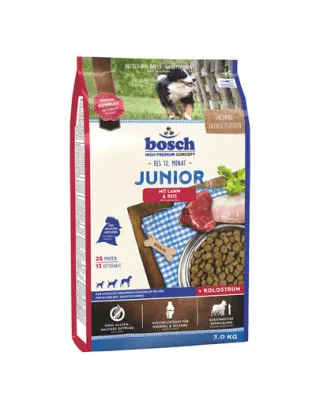 BOSCH Junior Hrana uscata pentru catei de la 2 pana la 12 luni, cu miel si orez  3 kg