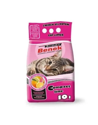 BENEK Super Compact Citrus Freshness nisip pentru litiera, miros citric 10 L