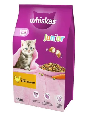WHISKAS Junior hrana uscata pisici juniori, cu pui 14 kg