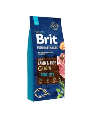 BRIT Premium By Nature Sensitive Lamb hrana uscata caini adulti cu tract digestiv sensibil, cu miel 15 kg