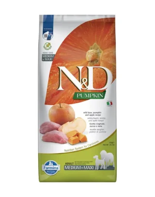 FARMINA N&amp;D Pumpkin Adult Medium &amp; Maxi Hrana uscata caini talie medie si mare, cu mistret si mar 12 kg