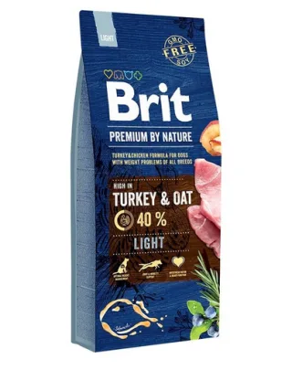 BRIT Premium By Nature Light Turkey and Oat 15 kg curcan si ovaz, hrana mentinere greutate caini