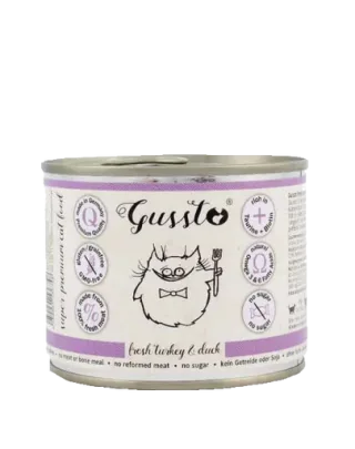 GUSSTO Cat Fresh Turkey &amp; Duck CARNE PROASPĂTĂ DE CURCAN CU RAŢĂ 200 g
