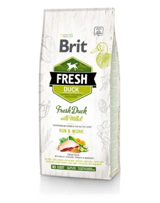 BRIT Fresh Active Run&amp;Work Hrana uscata pentru caini foarte activi, cu rata si mei 12 kg