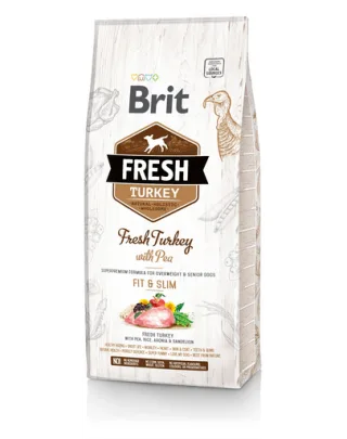 BRIT Fresh Light Fit&amp;Slim Hrana uscata caini adulti, cu mazare si curcan 2,5 kg