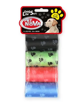 PET NOVA Dog Lifestyle Pungi excremente, 4 role x 20 buc