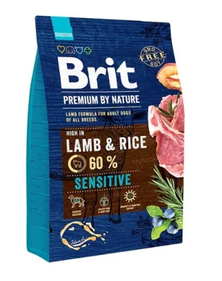 BRIT Premium By Nature Sensitive Lamb hrana uscata caini adulti cu tract digestiv sensibil, cu miel 3 kg