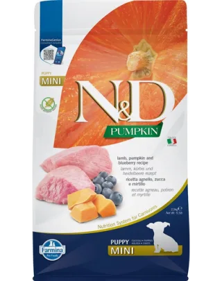 FARMINA N&amp;D GF Pumpkin Puppy Mini 2.5 kg Hrana uscata pentru catei, cu miel si afine
