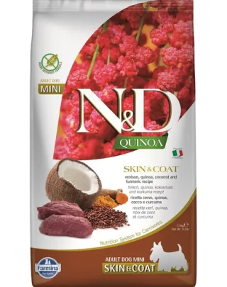 FARMINA N&amp;D Quinoa  Hrana dietetica pentru caini adulti talie mica, cu carne de vanat si nuca de cocos 2,5 kg