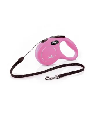 FLEXI New Classic lesa automata cu sir pentru caini, roz, marimea S, 5 m