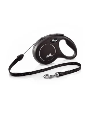 FLEXI New Classic lesa automata cu sir pentru caini, negru, marimea S, 8 m