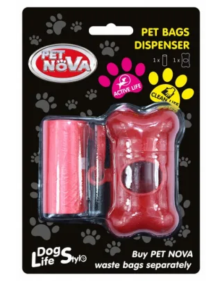PET NOVA Dispenser + rola pungi excremente 20 buc, rosu