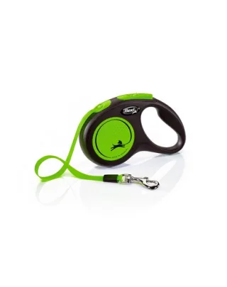 FLEXI New Neon lesa automata pentru caini, verde, marimea S, 5 m