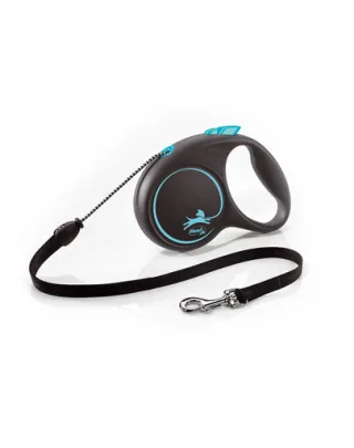 FLEXI Black Design lesa automata cu sir pentru caini, albastru, marimea M, 5 m