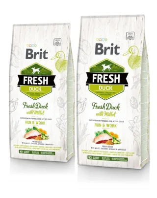 BRIT Fresh Active Run&amp;Work hrana uscata caini adulti activi, rata si mei 24 kg (2 x 12 kg)