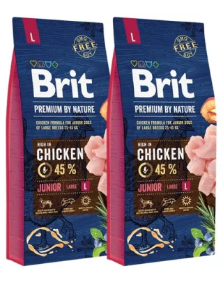 BRIT Premium By Nature Junior Large L hrana uscata caini juniori talie mare, cu pui 30 kg (2 x 15 kg)