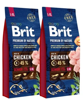 BRIT Premium By Nature Senior Large Extra Large L+XL Hrana uscata pentru caini senior de talie mare si foarte mare, cu pui 30 kg (2 x 15 kg)