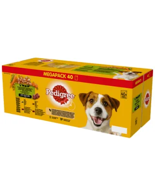 PEDIGREE Adult hrana umeda caini adulti 40x100g mix arome in sos cu legume