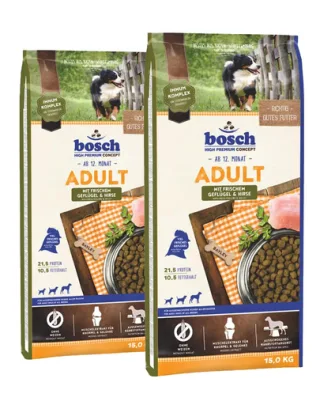 BOSCH Adult Hrana uscata pentru caini adulti, cu pasare si mei 30 kg (2 x 15 kg)