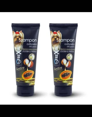 FREXIN Sampon pentru caini 2in1 cu balsam, jojoba si papaya 2x220 g