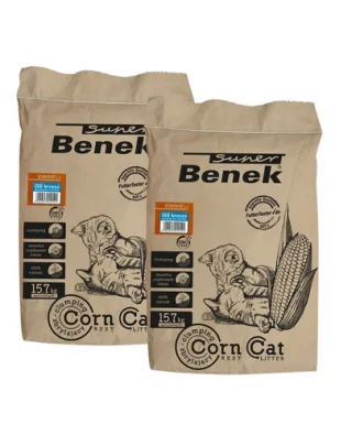 BENEK Super Corn Cat Asternut igienic pentru litiera, din porumb, briza marii 25 l x 2 (50 l)