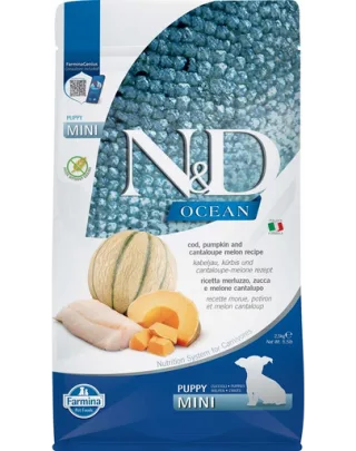 FARMINA N&amp;D Ocean - Hrană pentru pui de cățel - cod, dovleac și pepene galben - 2,5 kg