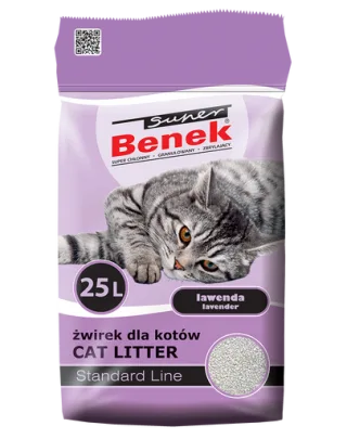 BENEK Super Standard Asternut din bentonita pentru litiera, cu lavanda 25 L x 2 (50 L)