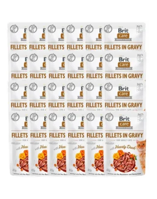 BRIT Care Fillets in gravy Set hrana umeda pentru pisici, cu rata in sos 24 x 85 g