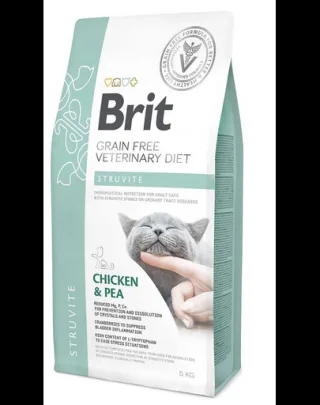BRIT Veterinary Diets Cat Struvite Dieta veterinara pentru pisici adulte cu afectiuni ale tractului urinar inferior 5 kg