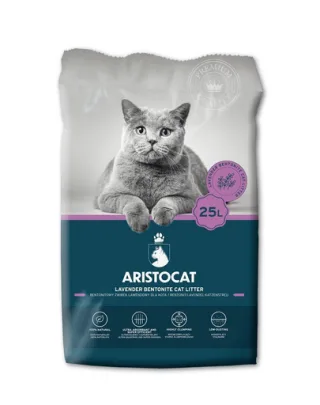 ARISTOCAT Bentonite Plus Nisip pentru litiera pisicilor, din bentonita cu lavanda 25 L
