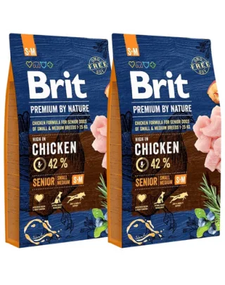 BRIT Premium By Nature Senior Small Medium S+M hrana uscata pentru caini seniori (7+) talie mica/medie 16 kg (2 x 8 kg)