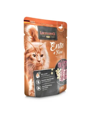 LEONARDO Finest Selection hrana umeda pentru pisici, cu rata si branza 85 g
