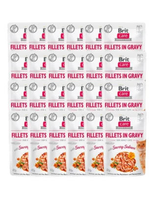 BRIT Care Fillets in gravy savory salmon Hrana umeda pentru pisici adulte, cu somon in sos 24 x 85 g