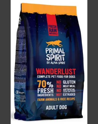 PRIMAL SPIRIT Wanderlust Hrana semi-usoara pentru caini adulti, cu orez si pui 1 kg