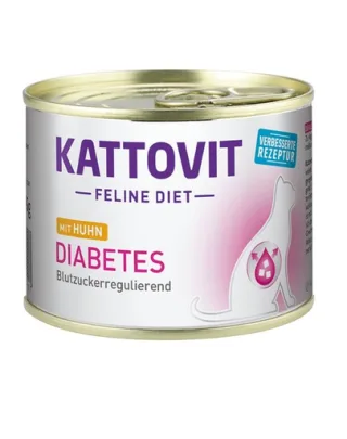 KATTOVIT Feline Diet Diabetes hrana umeda dietetica pentru pisici cu diabet, pui 185 g