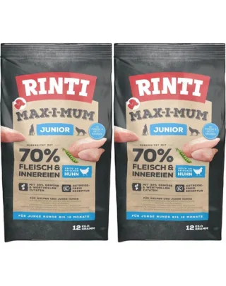 RINTI MAX-I-MUM Junior Chicken hrana uscata caini juniori 2 x 12 kg