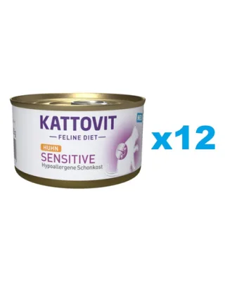 KATTOVIT Feline Diet Sensitive Chicken hrana umeda dietetica pentru pisici cu intolerante, alergii alimentare, cu pui  12 x 85 g