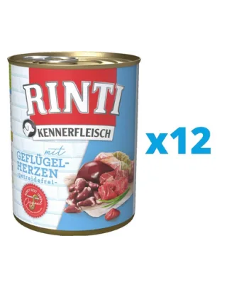 RINTI Kennerfleisch Poultry hearts 12 x 400 g hrana caini, cu inimi de pasare