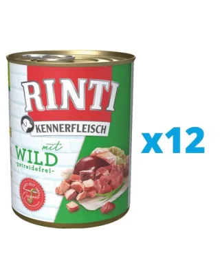 RINTI Kennerfleisch Game hrana caini, cu vanat 12 x 400 g