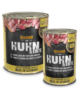 BELCANDO Super Premium hrana umeda pentru caini, pui si rata cu mei si morcovi, 800 g