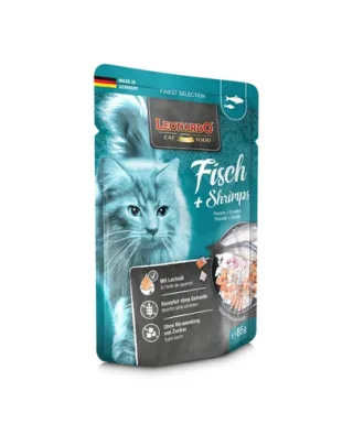 LEONARDO Finest Selection hrana umeda pisici adulte, cu peste si creveti 85 g