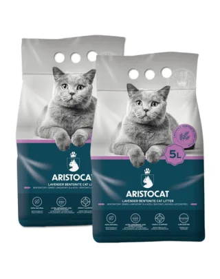 ARISTOCAT Bentonite Plus nisip litiera pisici, din bentonita cu miros lavanda 15 l (2 x 5 l)