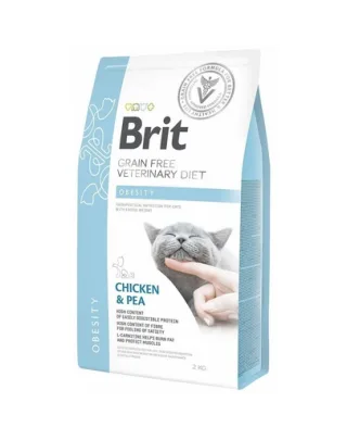 BRIT Veterinary Diets Cat Obesity Dieta veterinara pentru pisici adulte supraponderale, cu pui si mazare 2 kg
