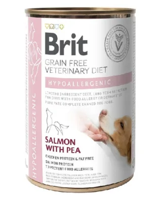 BRIT Veterinary Diet Hypoallergenic Salmon&amp;Pea hrana caini cu alergii 400 g