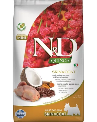 FARMINA N&amp;D Quinoa  Hrana dietetica caini adulti talie mica, cu prepelita si nuca de cocos 2,5 kg