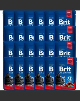 BRIT Premium Cat Adult carne de vită și mazăre pliculeț pentru pisici 24 x 100g