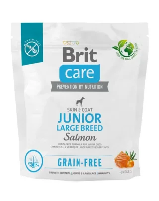 BRIT Care Grain-free Junior Large Breed 1 kg Hrana catei talie mare, cu somon si cartofi