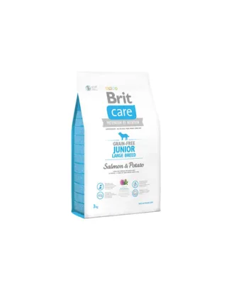 BRIT Care Grain-free Junior Large Breed 3 kg Hrana uscata catei talie mare, cu somon si cartofi