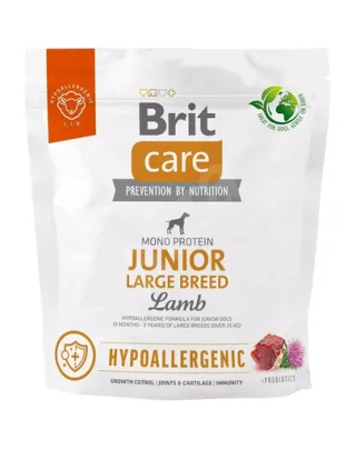 BRIT Care Hypoallergenic Junior Large Breed 1 kg Hrana uscata catei de talie mare, cu miel si orez